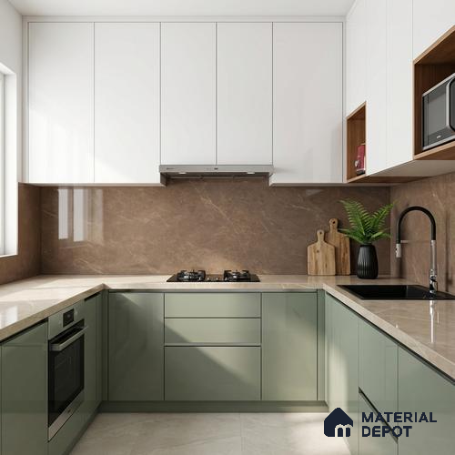 Marble Floor & Wall Tile TL 10304 B Misty Brown 4 ft x 2 ft Glossy Finish Vitrified Tile - 9 mm | 5 Random Design | Suitable For Living Room, Bedroom, Dining Area