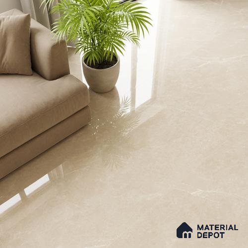 Marble Floor & Wall Tile TL 10304 C Misty Crema 4 ft x 2 ft Glossy Finish Vitrified Tile - 9 mm | 5 Random Design | Suitable For Living Room, Bedroom, Dining Area