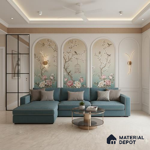 Large Format Marble Floor & Wall Tile TL 10323 Georgio Beach Carving Matte Finish Vitrified Tile - 9 mm | Suitable for | Adhesive and Spacers Must be Used During Installation