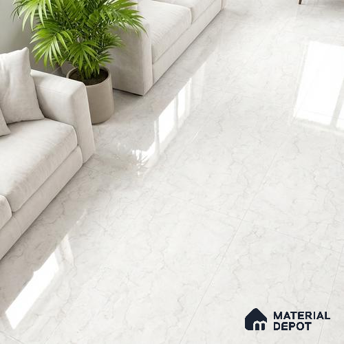 Marble Look Wall & Floor Tile TL 10328 B Fossil Bianco 4 ft x 2 ft Vitrified Glossy Finish - 9 mm