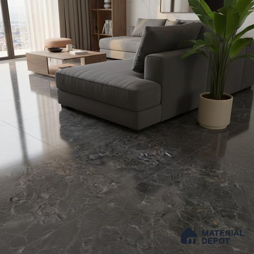 Marble Look Wall & Floor Tile TL 10329 Nova Black 4 ft x 2 ft Vitrified Glossy Finish - 9 mm