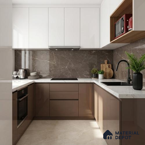 Marble Look Wall & Floor Tile TL 10330 Elite Brown 4 ft x 2 ft Vitrified Glossy Finish - 9 mm