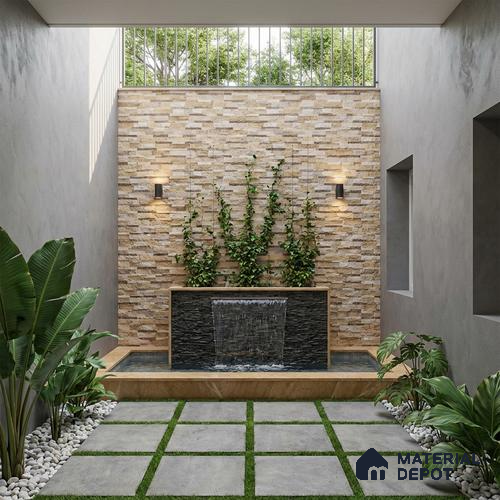 Stone Wall Tile TL 10335 Sentenar Perla 2 ft x 1 ft Ceramic Matte Finish Tile - 9 mm | Suitable for Courtyard, Foyer, Balcony, Elevation