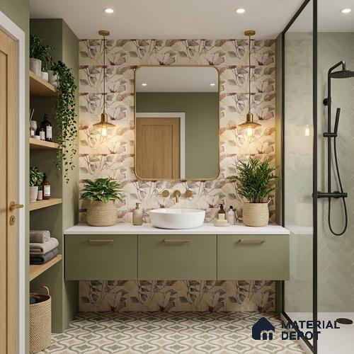 Floral Wall Tile TL 10336 B Enya Ivory Decor HL B 2 ft x 1 ft Ceramic Matte Finish Tile - 9 mm | Suitable For Kitchen, Bathroom Walls and Backsplashes | Please Expect a Slight Variation of Pattern