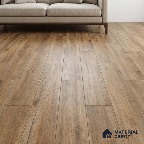 Wood Look Floor Tile TL 10348 Apricot Brown 4 ft x 7.87 inch Matte Finish Vitrified Tile - 9 mm | Suitable For living Room, Bedroom, Bathroom | 2-3 mm Spacer is Mandatory