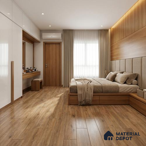 Wood Look Floor Tile TL 10348 Apricot Brown 4 ft x 7.87 inch Matte Finish Vitrified Tile - 9 mm | Suitable For living Room, Bedroom, Bathroom | 2-3 mm Spacer is Mandatory