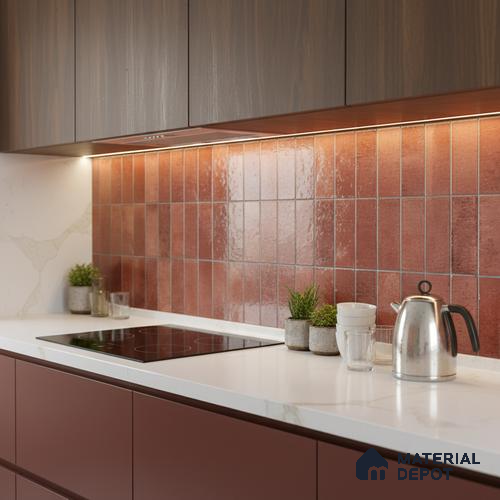 Subway Look Floor Tile TL 10372 B Artistic clay 24 x 12 inch Glossy Finish Ceramic Tile - 9 mm | Suitable For Bathroom, Kitchen & Dining Area | Please Expect a Slight Variation of Pattern