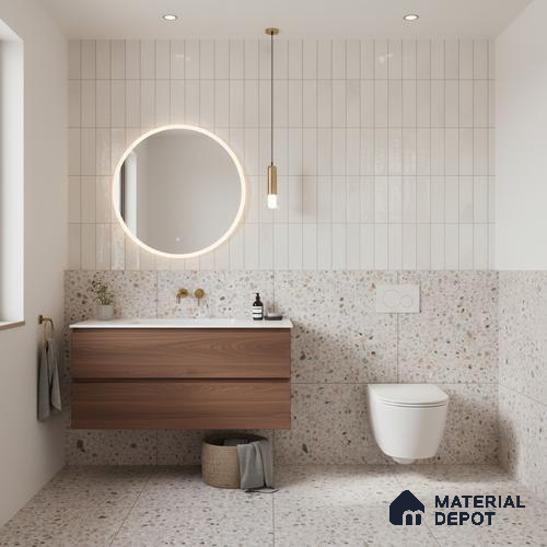 Subway Look Floor Tile TL 10372 C Artistic snowy 24 x 12 inch Glossy Finish Ceramic Tile - 9 mm | Suitable for Kitchen, Bathroom & Dining Area | Please Expect a Slight Variation of Pattern
