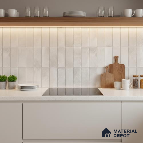 Subway Look Floor Tile TL 10372 C Artistic snowy 24 x 12 inch Glossy Finish Ceramic Tile - 9 mm | Suitable for Kitchen, Bathroom & Dining Area | Please Expect a Slight Variation of Pattern