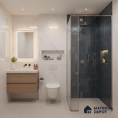 Subway Look Floor Tile TL 10372 Artistic blue 24 x 12 inch Glossy Finish Ceramic Tile - 9 mm | Suitable for Kitchen, Bathroom & Dining Area | Please Expect a Slight Variation of Pattern