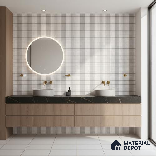 Subway Look Floor Tile TL 10373 C Mendila Silver 24 x 12 inch Matte Finish Ceramic Tile - 9 mm | Suitable For Bathroom, Kitchen & Dining Area | Please Expect a Slight Variation of Pattern
