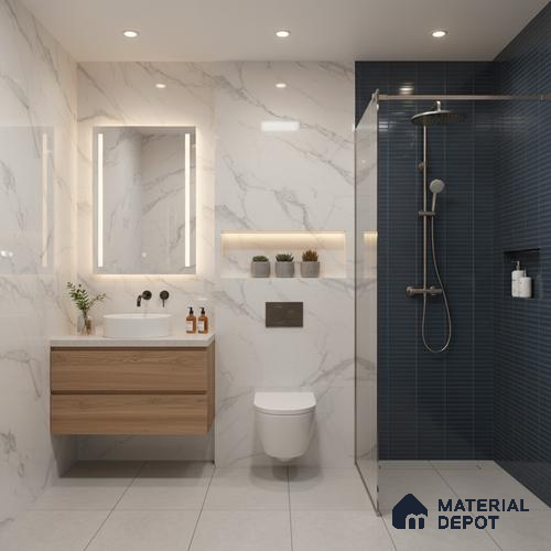 Subway Look Floor Tile TL 10373 D Mendila Lagoon 24 x 12 inch Matte Finish Ceramic Tile - 9 mm | Suitable for Kitchen, Bathroom & Dining Area | Please Expect a Slight Variation of Pattern