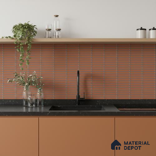 Subway Look Floor Tile TL 10373 E Mendila Clay 24 x 12 inch Matte Finish Ceramic Tile - 9 mm | Suitable for Kitchen, Bathroom & Dining Area | Please Expect a Slight Variation of Pattern