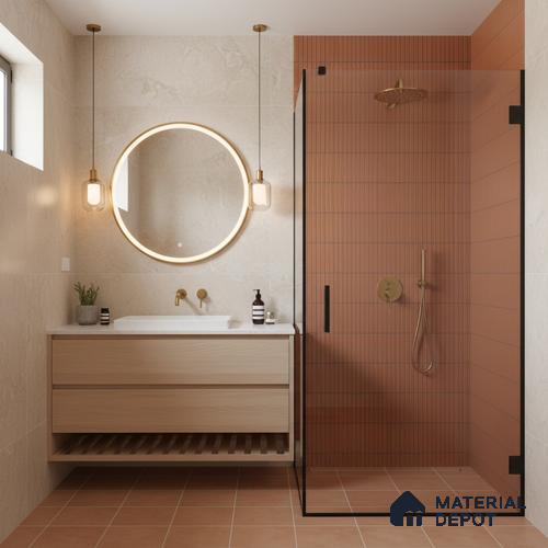 Subway Look Floor Tile TL 10373 E Mendila Clay 24 x 12 inch Matte Finish Ceramic Tile - 9 mm | Suitable for Kitchen, Bathroom & Dining Area | Please Expect a Slight Variation of Pattern