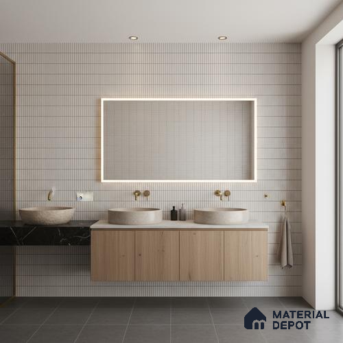 Subway Look Floor Tile TL 10373 F Mendila Bianco 24 x 12 inch Matte Finish Ceramic Tile - 9 mm | Suitable for Kitchen, Bathroom & Dining Area | Please Expect a Slight Variation of Pattern
