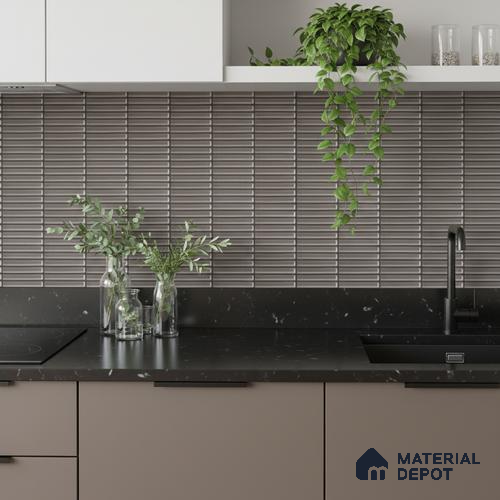 Subway Look Floor Tile TL 10373 G Mendila Smoke 24 x 12 inch Matte Finish Ceramic Tile - 9 mm | Suitable for Kitchen, Bathroom & Dining Area | Please Expect a Slight Variation of Pattern