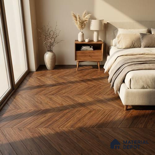 Wood Look Floor Tile TL 10387 D Oak Walnut 35.43 inch x 6 inch Matte Finish Vitrified Tile - 9 mm | Suitable For living Room, Bedroom, Bathroom | 2-3 mm Spacer is Mandatory