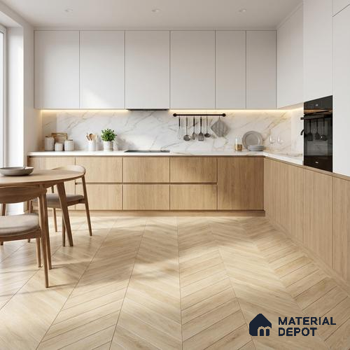 Wood Look Floor Tile TL 10387 Oak Polar 35.43 inch x 6 inch Matte Finish Vitrified Tile - 9 mm | Suitable For living Room, Bedroom, Bathroom | 2-3 mm Spacer is Mandatory