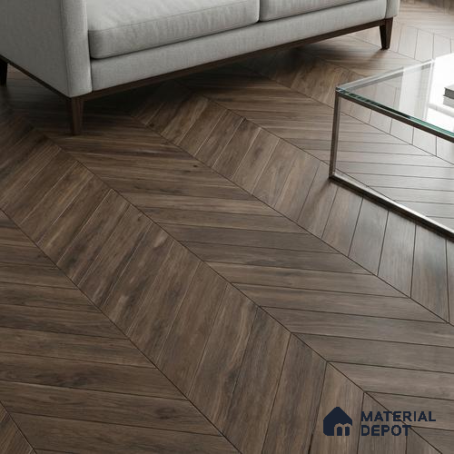 Wood Look Floor Tile TL 10391 Chevron Novara 35.43 inch x 6 inch Matte Finish Porcelain Tile - 9 mm | Suitable For living Room, Bedroom, Bathroom | 2-3 mm Spacer is Mandatory