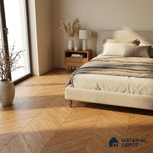Wood Look Floor Tile TL 10392 Chevron Treviso 35.43 inch x 6 inch Matte Finish Porcelain Tile - 9 mm | Suitable For living Room, Bedroom, Bathroom | 2-3 mm Spacer is Mandatory