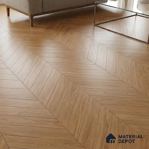 Wood Look Floor Tile TL 10392 Chevron Treviso 35.43 inch x 6 inch Matte Finish Porcelain Tile - 9 mm | Suitable For living Room, Bedroom, Bathroom | 2-3 mm Spacer is Mandatory