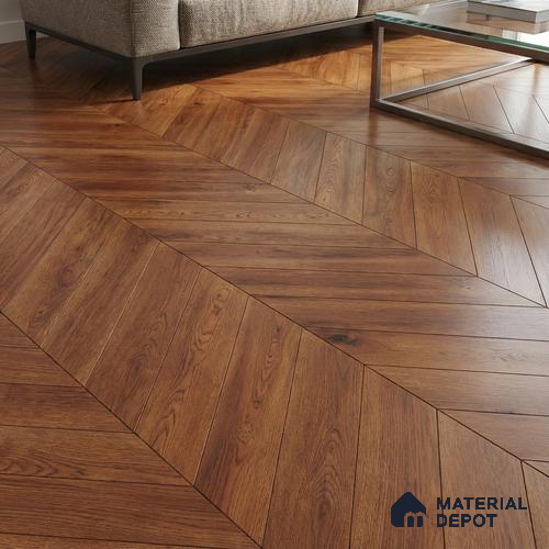 Wood Look Floor Tile TL 10398 Chevron Merabu 35.43 inch x 6 inch Matte Finish Porcelain Tile - 9 mm | Suitable For living Room, Bedroom, Bathroom | 2-3 mm Spacer is Mandatory