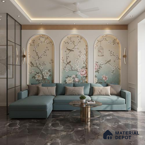 Endless Marble Floor & Wall Tile TL 10409 Beauty Onyx 6 ft x 4 ft Matte Finish Vitrified Large Format Tile - 9 mm | 3 Random Design | Suitable For Living Room, Bedroom, Bathroom | Adhesive and Spacers Must be Used During Installation