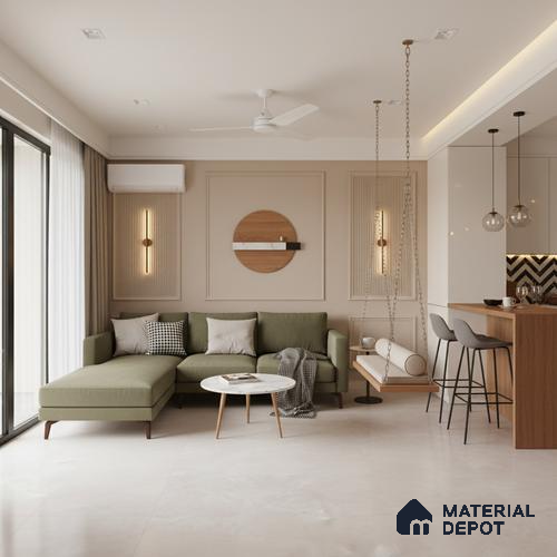 Marble Look Wall & Floor Tile TL 10410 Spring Grey 6 ft x 4 ft Satin Finish Vitrified Tile - 9 mm | Suitable For living Room, Bedroom, Bathroom | Adhesive and Spacers Must be Used During Installation