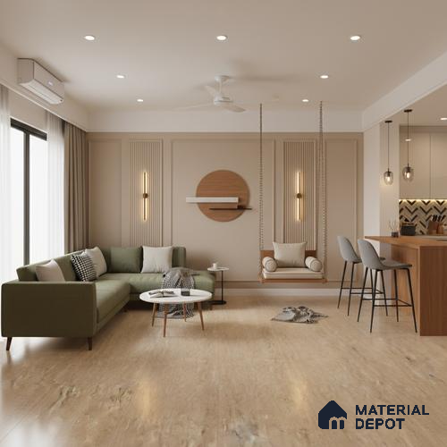 Marble Look Wall & Floor Tile TL 10411 SGH Craft Travertino Beige 6 ft x 4 ft Satin Finish Vitrified Tile - 9 mm | Suitable For living Room, Bedroom, Bathroom | Adhesive and Spacers Must be Used During Installation