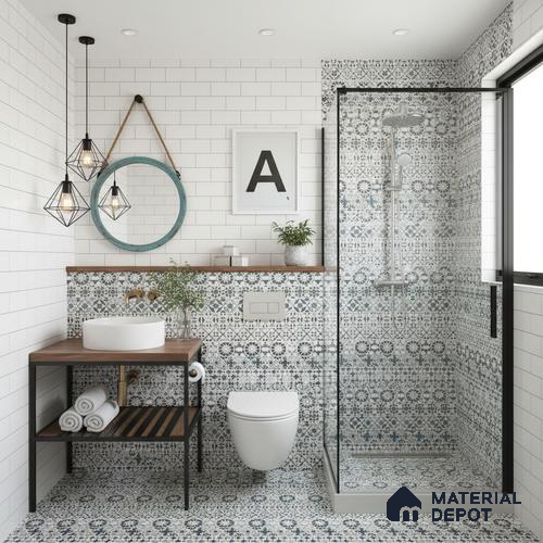 Wall Tile TL 10414 Bumpy Blue 1 ft x1 ft Ceramic Matte Finish Tile - 9 mm | Suitable For Kitchen, Bathroom Walls and Backsplashes | Please Expect a Slight Variation of Pattern