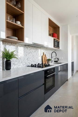 Terrazzo Floor & Wall Tile TL 10416 | Glossy Finish 4 ft x 2 ft Vitrified Tile - 9 mm | Suitable For Kitchen, Bathroom, Bedroom & Office