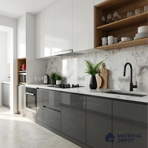 Marble Look Floor Tile TL 10422 Harmony Bianco Endless 4 ft x 2 ft Glossy Finish Vitrified Tile - 9 mm | Suitable For living Room, Bedroom, Bathroom