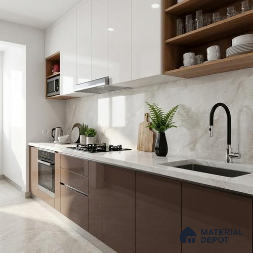 Marble Look Floor Tile TL 10423 Ciena Bianco Endless 4 ft x 2 ft Glossy Finish Vitrified Tile - 9 mm | Suitable For living Room, Bedroom, Bathroom