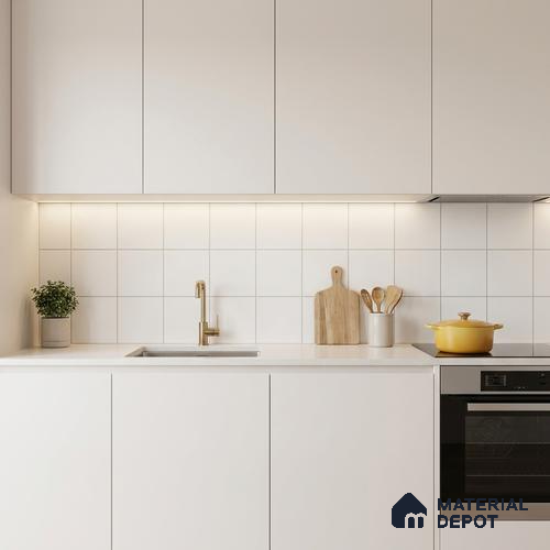 Subway Wall & Floor Tile TL 10436 Plain White 200 x 200 mm Vitrified Matte Finish - 9 mm Suitable For Living Room, Bedroom, Kitchen | Please Expect a Slight Variation of Pattern