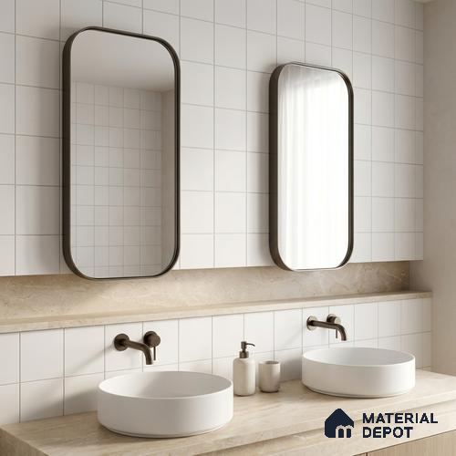 Subway Wall & Floor Tile TL 10436 Plain White 200 x 200 mm Vitrified Matte Finish - 9 mm Suitable For Living Room, Bedroom, Kitchen | Please Expect a Slight Variation of Pattern