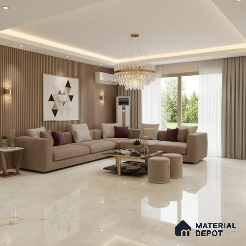 Marble Floor Tile TL 10447 Cloudy Onyx 6 ft x 4 ft Carving High Gloss Finish Vitrified Large Format Tile - 15 mm | Suitable for Living Room, Bedroom, Bathroom | Adhesive and Spacers Must be Used During Installation