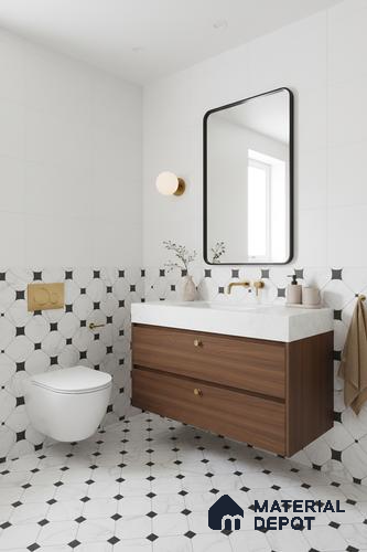 Moroccan Wall & Floor Tile TL 10462 Greybel 1 ft x 1 ft Vitrified Matte Finish - 9.5 mm | Suitable For Living Room, Bedroom, Kitchen | 2 mm Spacer is Mandatory | Please Expect a Slight Variation of Pattern