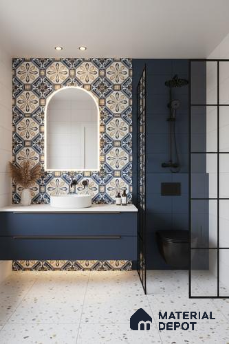 Moroccan Wall & Floor Tile TL 10473 Prismaа 1 ft x 1 ft Vitrified Glue Granula Matte Finish - 9.5 mm | Suitable For Living Room, Bedroom, Kitchen | 2 mm Spacer is Mandatory | Please Expect a Slight Variation of Pattern