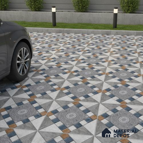 Patterned Floor Tile   TL 10491  16 inch x 16 inch Vitrified Matte Finish -12 mm | Suitable for Parking, Balcony & Terrace | Pattern Alignment May Vary | 2-3 mm Spacer is Mandatory