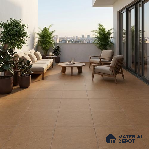 Stone Floor Tile TL 10494 16 inch x 16 inch Vitrified Matte Finish -12 mm | Suitable for Parking, Balcony & Terrace | Pattern Alignment May Vary | 2-3 mm Spacer is Mandatory