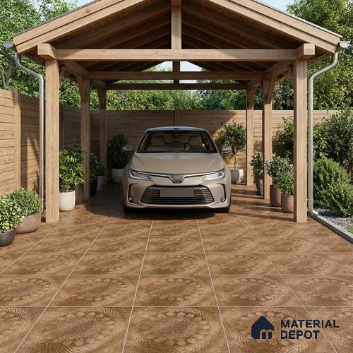 Patterned Floor Tile   TL 10495  16 inch x 16 inch Vitrified Matte Finish -12 mm | Suitable for Parking, Balcony & Terrace | Pattern Alignment May Vary | 2-3 mm Spacer is Mandatory