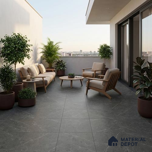 Stone Floor Tile   TL 10502  16 inch x 16 inch Vitrified Matte Finish -12 mm | Suitable for Parking, Balcony & Terrace | Pattern Alignment May Vary | 2-3 mm Spacer is Mandatory