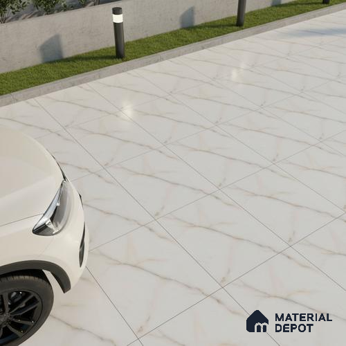 Marble Floor Tile TL 10505  16 inch x 16 inch Vitrified Matte Finish -12 mm | Suitable for Parking, Balcony & Terrace | Pattern Alignment May Vary | 2-3 mm Spacer is Mandatory