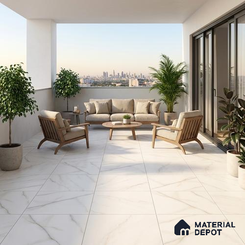 Marble Floor Tile TL 10505  16 inch x 16 inch Vitrified Matte Finish -12 mm | Suitable for Parking, Balcony & Terrace | Pattern Alignment May Vary | 2-3 mm Spacer is Mandatory