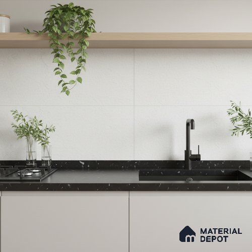 Marble Look Wall Tile TL 10556 P 108 Super White HL | 2 ft x 1 ft Matte Finish | Ceramic Tile - 9 mm | Suitable For living Room, Bedroom, Bathroom