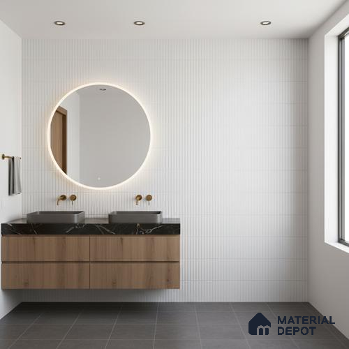 Faux Subway Wall Tile TL 10557 Quimper Shiny White 2 ft x 1 ft Glossy Finish Ceramic Tile - 9 mm | Suitable for Kitchen, Bathroom & Dining Area | Please Expect a Slight Variation of Pattern