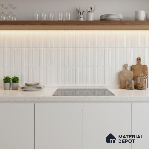 Subway Look Wall Tile TL 10559 Coventry Shinny White 2 ft x 1 ft Glossy Finish Ceramic Tile - 9 mm | Suitable for Kitchen, Bathroom & Dining Area | Please Expect a Slight Variation of Pattern