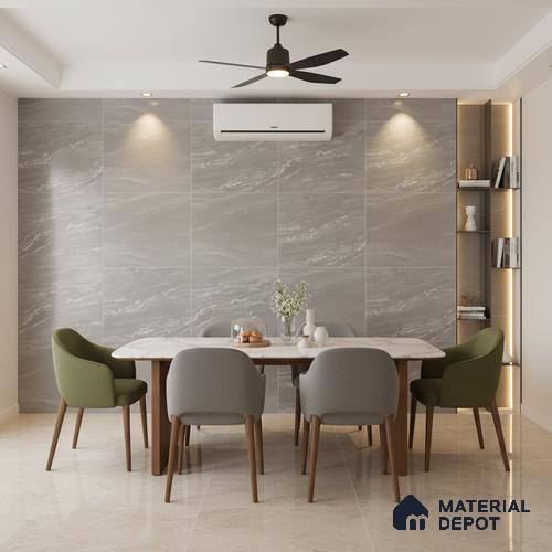 Stone Floor & Wall Tile TL 10569 4 ft x 2 ft Grey Vitrified Matte Finish Tile - 9 mm | Ideal for Living Room,Bedroom,Bathroom,Kitchen