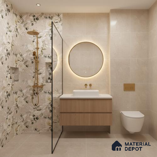 Floral Wall Tile TL 10572 B Pastel Crema Decor 4 ft x 2 ft Carving Matte Finish Vitrified Tile - 9 mm | 1 Random Face | Suitable For Living Room, Bedroom, Bathroom
