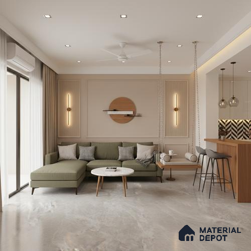 Marble Floor & Wall Tile TL 10590 Amazon Mint Vouge 6 ft x 4 ft Carving Matte Finish Vitrified Large Format Tile - 9 mm | Suitable for Living Room, Bedroom, Bathroom | Adhesive and Spacers Must be Used During Installation